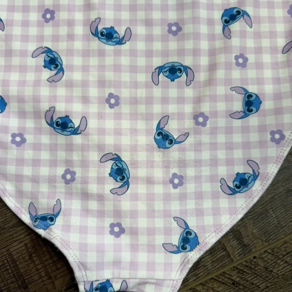Disney Carter's Girls Lilo & Stitch Gingham 1-Piece Rashguard Swimsuit Size 10